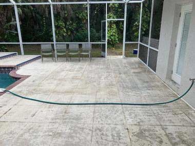 pool deck after pressure washing